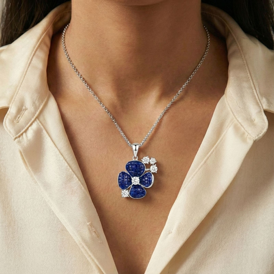 Sapphire Blossom Chain Pendant