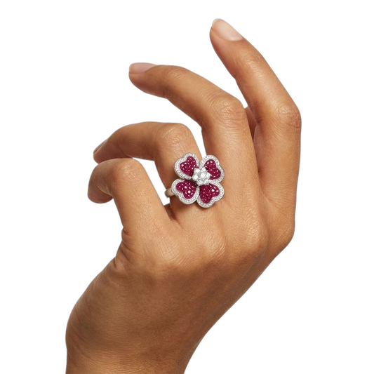 Crimson Sapphire Petal Ring