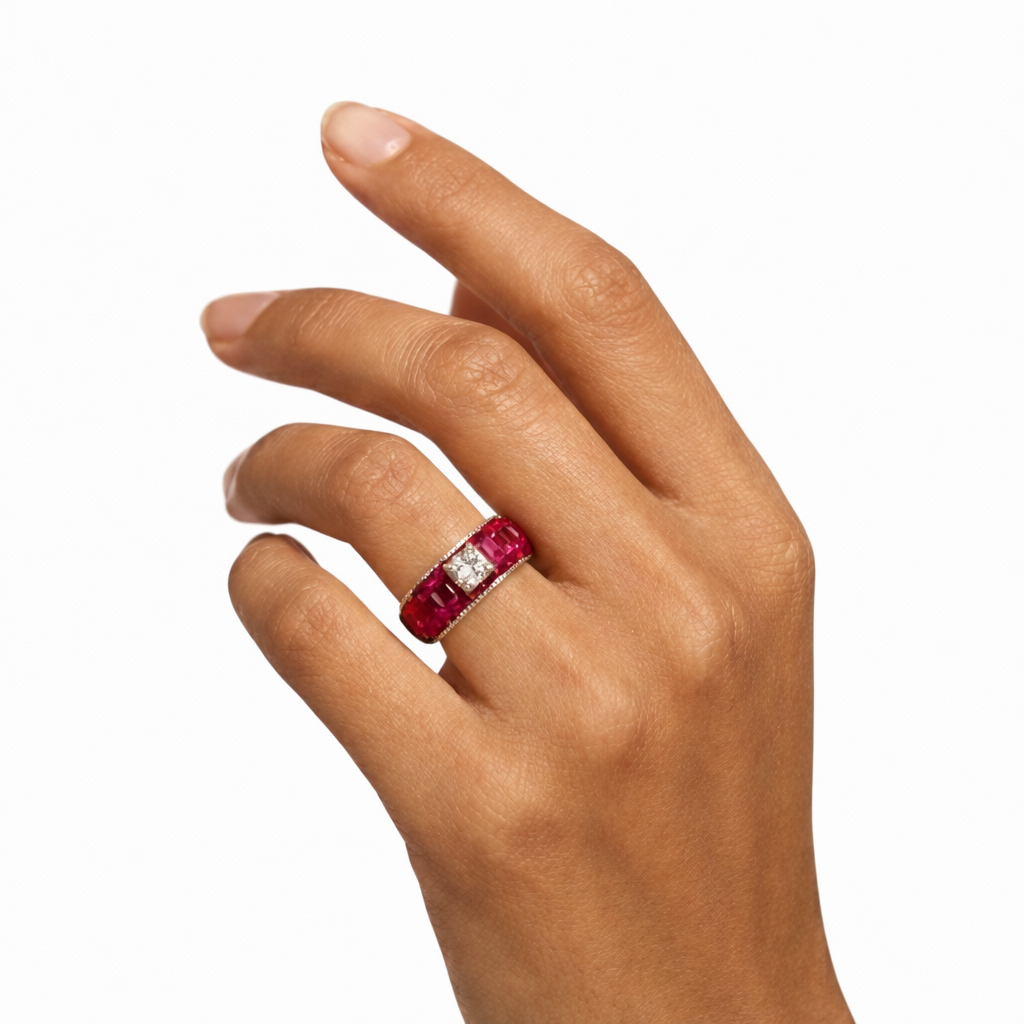 Crimson Sapphire Pavé Ring
