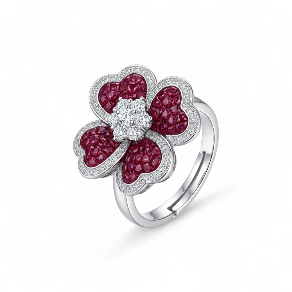 Crimson Sapphire Petal Ring