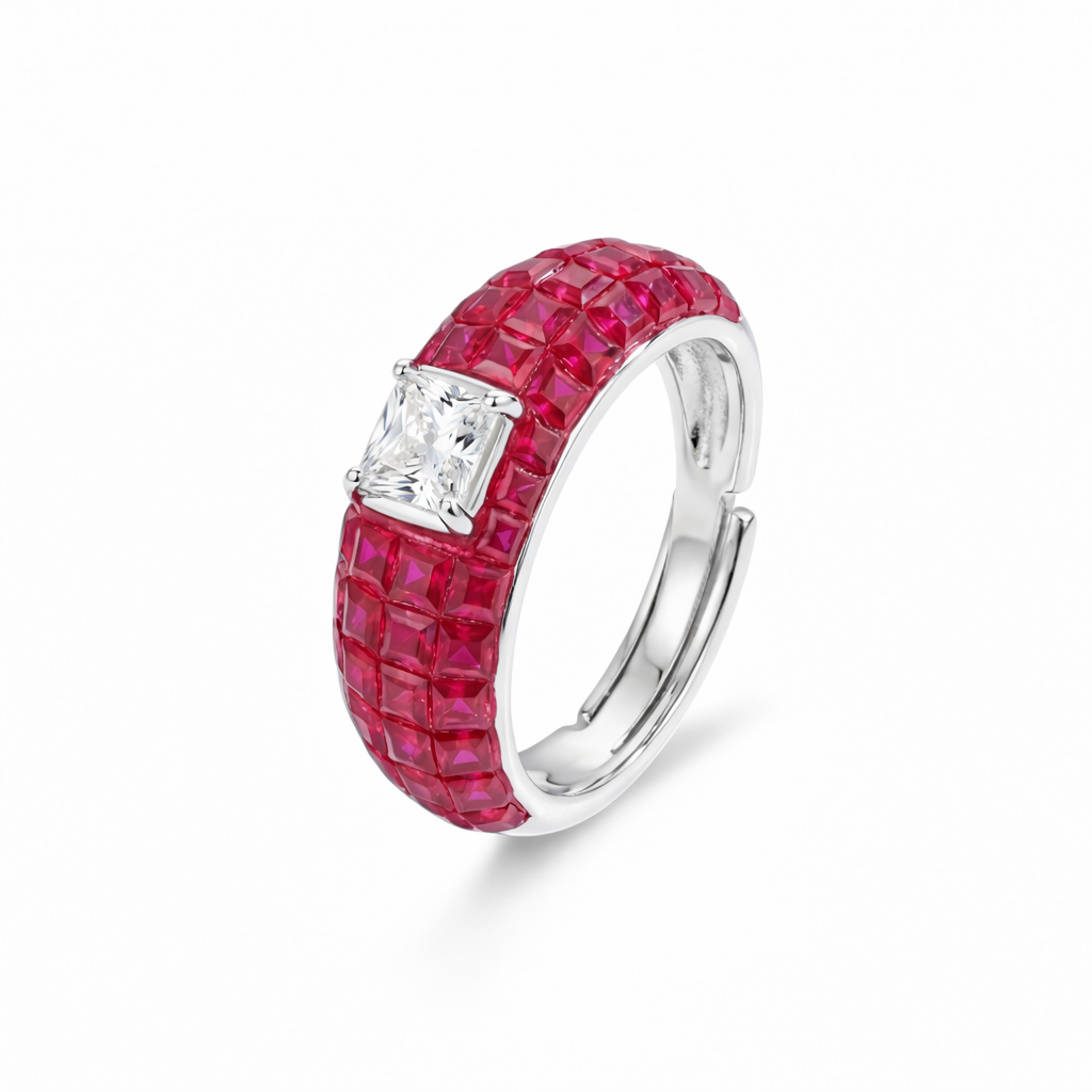 Crimson Sapphire Pavé Ring