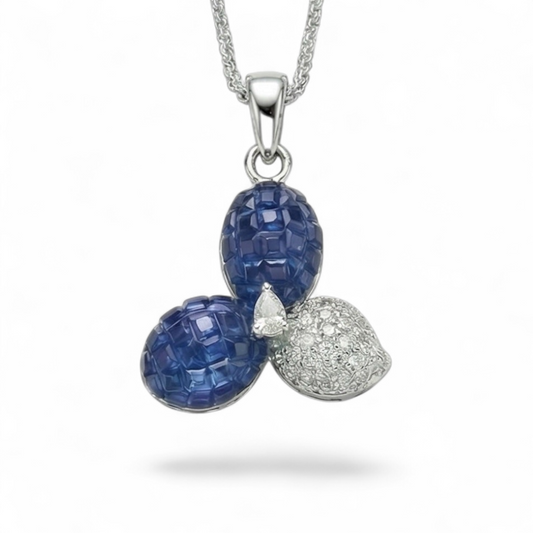 Sapphire Trefoil Chain Pendant