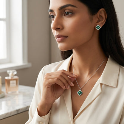 Emerald Flower Chain Set