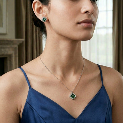 Emerald Flower Chain Set