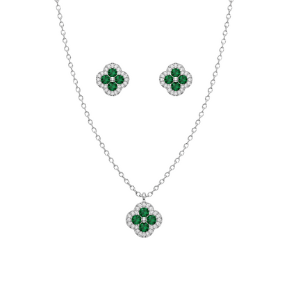 Emerald Flower Chain Set