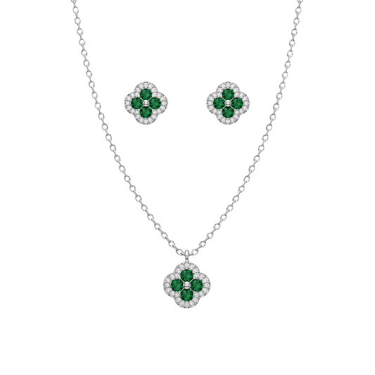 Emerald Flower Chain Set