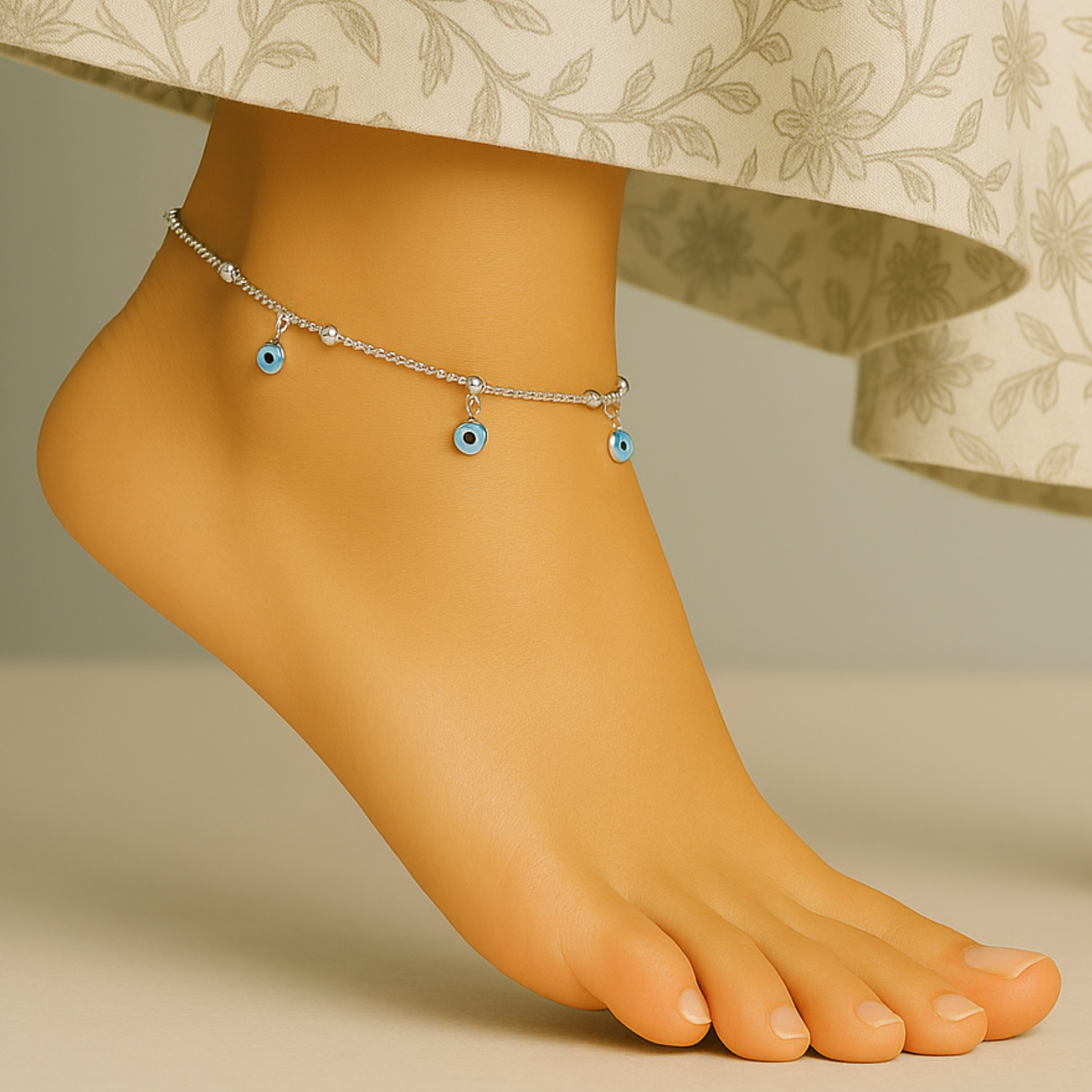Evil Eye Sterling Anklets