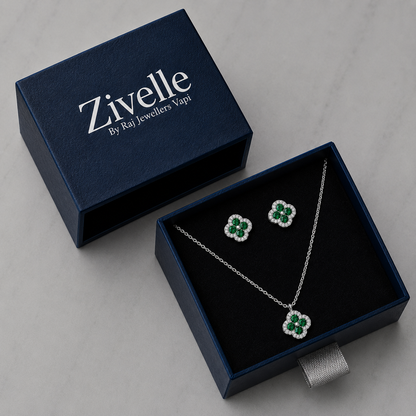 Emerald Flower Chain Set