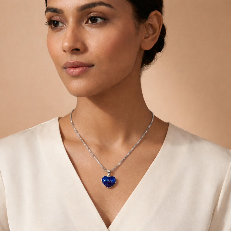 Sapphire Heart Chain Set