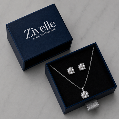 Four Pearl CZ Chain Set