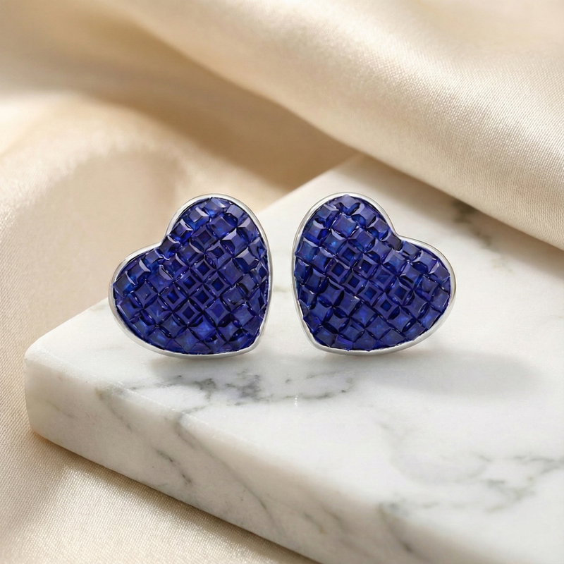 Sapphire Heart Earrings